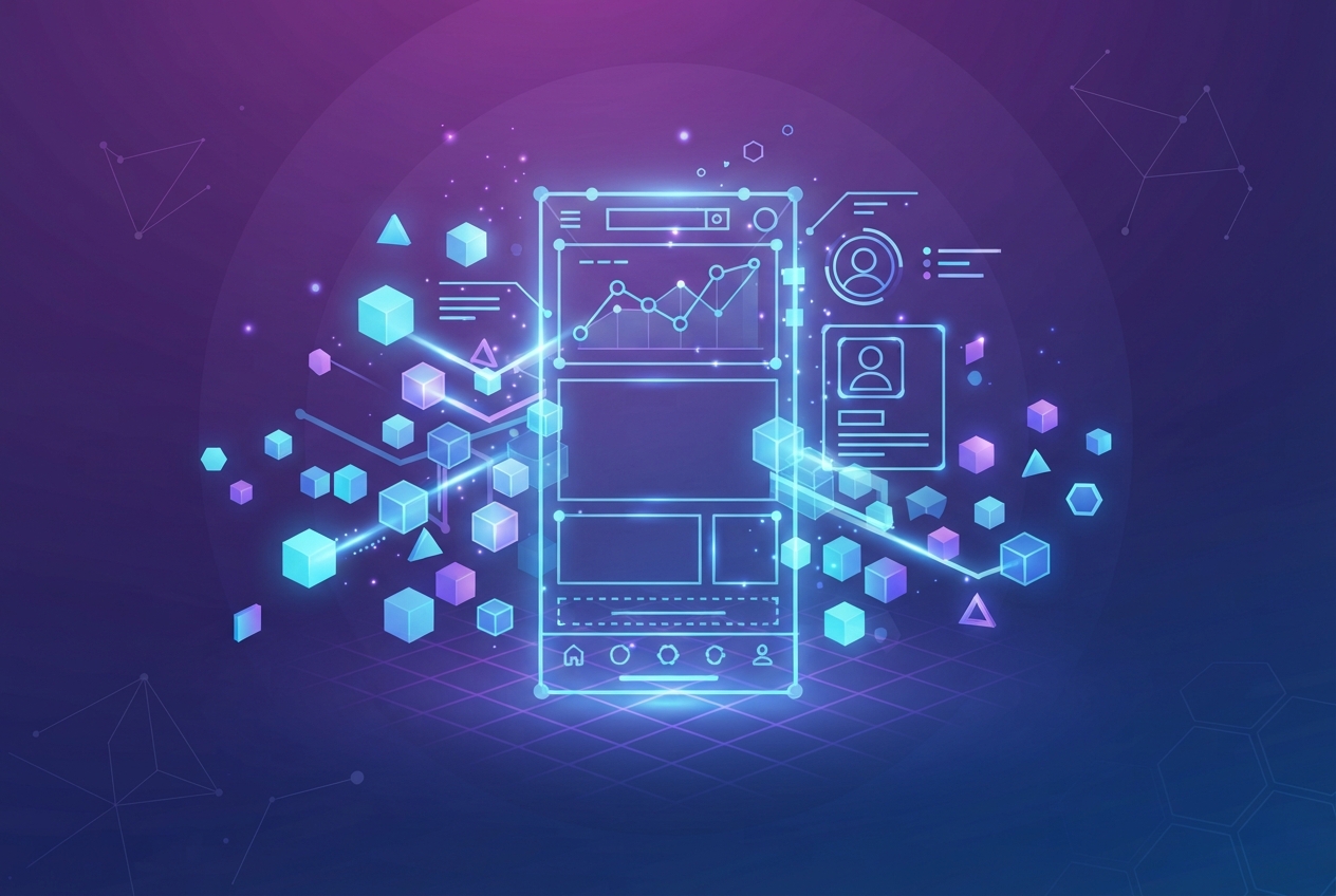 Abstract illustration representing AI app prototyping