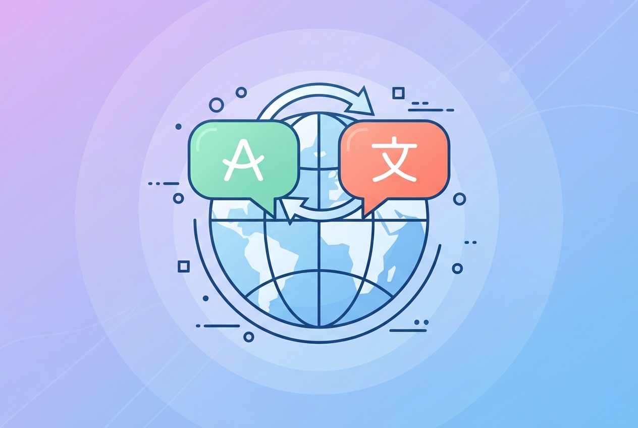 Abstract illustration representing AI translation tools
